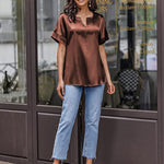 Satin Silk Blouse Tops - Nadorine (Us Only)