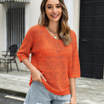 Nadorine Women's Crochet Off The Shoulder Hollow Out Knit Tops
