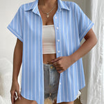 Nadorine Short Sleeve Summer Tops Casual Button Down Shirts