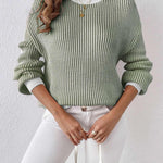 Nadorine Sweater Casual Long Sleeve Color Block Loose Pullover