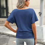 Nadorine Women's Short Sleeve Shirts V Neck Blouse