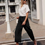 Zeagoo Women's Trousers Casual Wide Straight Cut Suit Trousers (DE Only)