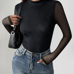 Fashion Slim Fit Mesh Long Sleeve Underwear T-shirt (US Only)