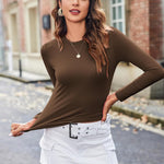 Nadorine Women's Basic T-Shirt Long Sleeve Y2K Crop Tops (DE Only)
