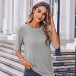 Nadorine Loose Short Sleeve Tunic Tops Crochet Knit Pullover Sweater
