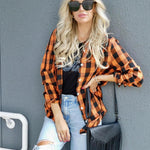Nadorine Flannel Shirt Women Button Down Long Sleeve Plaid Shirts
