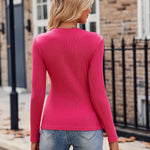 Nadorine Long Sleeve T Shirts Casual V Neck Ribbed Tunic Tops