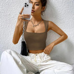 Nadorine Square Neck Ribbed Tank Tops