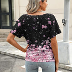 Nadorine Women's Short Sleeve V Neck Blouse Ruched Casual Tunic Tops