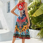 Nadorine Floral Beach Sundress Casual A-Line Midi Tank Dresses