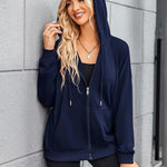 Nadorine Lightweight Hoodies Full Zip Up Oversized Sweatshirts