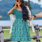 Nadorine Casual Dress Floral Patchwork Dress with Pockets
