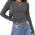 Nadorine Damen Langarm T-Shirt Basic Slim Fit Tops (DE Only)