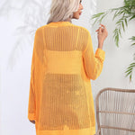 Nadorine Women 2024 Lightweight Crochet Cardigan Long Sleeve Open Front Knit Sweater Summer Kimono Cover Up with Pockets