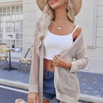 Nadorine Women 2024 Lightweight Crochet Cardigan Long Sleeve Open Front Knit Sweater Summer Kimono Cover Up with Pockets