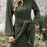 Nadorine Women's Casual Knit Dress Long Sleeve Bodycon Dress