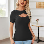 Zeagoo Womens Short Sleeve T Shirts 2024 Summer Casual Knit Slim Fit Trendy Basic Cute Sweater Tops
