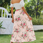 Nadorine Boho Maxi Flowy Elastic A-Line Tiered Floral Skirts
