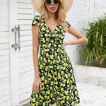 Nadorine A-line dress V-neck floral dress elegant summer dresses (DE Only)