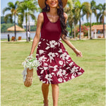 Nadorine Summer Dress Knee-Length Round Neck Floral Dress (DE Only)
