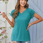Nadorine Short Sleeve Shirts Loose Fit V Neck T Shirts