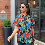 Zeagoo Womens Hawaiian Button Down Shirts Casual Floral Tropical Shirt