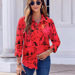 Nadorine Button Down Shirts Dressy Floral Printed Blouse