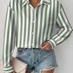 Nadorine Button Down Shirts Loose Fit Striped Long Sleeve Fall Blouse