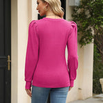 Nadorine Women's Knit Pullover Sweater Soft Puff Long Sleeve Shirt