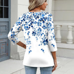 Nadorine 3/4 Length Sleeve Womens Tops Casual V Neck Shirts Soft Basic Tees Business Work Blouses