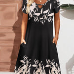 Nadorine Women's Casual A-Line Dresses with Pockets Floral Tshirt Dress