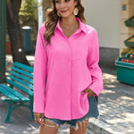 Nadorine Linen Button Down Shirts  Long Sleeve Cotton Gauze Tops