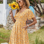 Zeagoo Womens Casual Swing Floral Ruffle Short Sleeve Sundresses