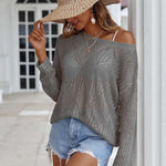 Nadorine Crochet Tops Off The Shoulder Sweaters
