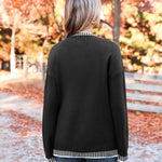 Nadorine Crewneck Pullover Long Sleeve Knit Side Slit Sweater