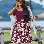 Nadorine Casual Dress Floral Patchwork Dress with Pockets