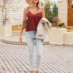 Nadorine Satin Top Women's Spaghetti Tops V-Neck Tank Top (DE Only)