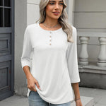 Nadorine 3/4 Length Sleeve Women Tops Blouses