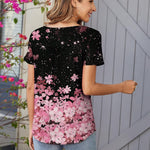 Nadorine Women Tunic Tops Dressy Casual Short Sleeve Floral Shirts
