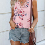 Nadorine Women V Neck Lace Tank Tops