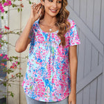 Nadorine Women Tunic Tops Dressy Casual Short Sleeve Floral Shirts