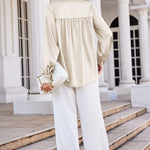 Women's Silk Button Down Shirts V Neck Long Sleeve Casual Work Office Blouse Top - Nadorine (Us Only)