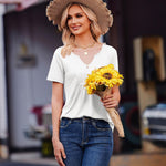 Nadorine Tunic Tops V Neck Loose Fit Short Sleeve Shirt (DE Only)
