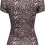 Nadorine Cross-Front V Neck Ruched Short Sleeve Blouses