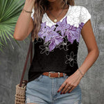 Nadorine T Shirt Women's V-Neck Short Sleeve Blouse Top (DE Only)