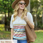 Nadorine Short Sleeve Sweaters Soft Casual V Neck Pullover Tops