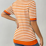 Zeagoo Womens Short Sleeve Sweaters Casual Striped Shirts