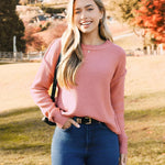 Nadorine Women's Crew Neck Cropped Sweater Long Sleeve Knit Tops