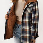 Zeagoo Womens Plaid Shacket Jacket Long Sleeve Fleece Hooded Jackets