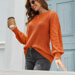 Nadorine Women's Elegant Knitted Jumper Crew Neck Sweater (DE Only)